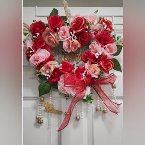 Valentine's Day Red and Pink Rose Wreath